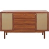 image:imageSAFAVIEH Piran TV Stand for up to 60 Flatscreen  Walnut amp Gold 2 Doors with Interior Storage 3 Drawers Sideboard Entertainment Media Console MED9631AWalnutGold