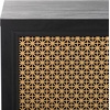 image:imageSAFAVIEH Piran TV Stand for up to 60 Flatscreen  Walnut amp Gold 2 Doors with Interior Storage 3 Drawers Sideboard Entertainment Media Console MED9631ABlackGold
