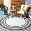image:imageSAFAVIEH Washable Rug Outdoor Courtyard Collection  710 Round Light Grey amp Black NonShedding amp Easy Cleaning Ideal for Patio Backyard Mudroom CY847537612IvoryBlack