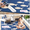 image:imageSAFAVIEH Washable Rug Outdoor Courtyard Collection  8 x 11 Aqua Blue amp Beige NonShedding amp Easy Cleaning Ideal for Patio Backyard Mudroom CY6012223NavyBeige