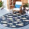 image:imageSAFAVIEH Washable Rug Outdoor Courtyard Collection  8 x 11 Aqua Blue amp Beige NonShedding amp Easy Cleaning Ideal for Patio Backyard Mudroom CY6012223NavyBeige