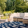 image:imageSAFAVIEH Washable Rug Outdoor Courtyard Collection  8 x 11 Aqua Blue amp Beige NonShedding amp Easy Cleaning Ideal for Patio Backyard Mudroom CY6012223NavyBeige