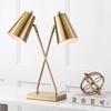 image:imageSafavieh Lighting Collection Kera Gold 2light 20inch Bedroom Living Room Home Office Desk Dorm Study Nightstand Task Table Lamp LED Bulb Included