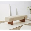 image:imageSAFAVIEH Couture Collection  Kandiss Dark Green Chenille Bench with Brown Wood Legs Modern Upholstered Seating SFV5117EBeigeBrown