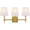 image:imageSAFAVIEH Lighting  Clelia 3Light 212Inch Wall Sconce  Brass  Fabric Shade  Modern 3Light Design  Ideal for Vanity Hallway Bedroom Bathroom  LED Bulbs Included SCN4123BBrass