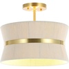 image:imageSAFAVIEH Lighting Collection Desert Bleached Natural RopeBrass Gold 3light 13inch Semi Flush Mount LED Bulbs Included