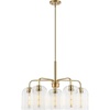 image:imageSAFAVIEH Lighting Collection Idelle Art Deco Brass 5Light Adjustable Pendant Chandelier Hanging Light Fixture Ideal for Dining Room Kitchen Island Foyer Entryway LED Bulbs Included