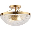 image:imageSAFAVIEH Lighting Collection Nienna Art Deco ClearGold Flush Mount LED Bulbs Included