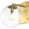 image:imageSAFAVIEH Lighting Collection Seoul Modern GoldClear Glass Globe Shade Wall Sconce Set of 2 Light Fixture Ideal for Bathroom Entryway Vanity Foyer Hallway Living Room LED Bulbs IncludedGold