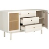 image:imageSAFAVIEH Piran TV Stand for up to 60 Flatscreen  Walnut amp Gold 2 Doors with Interior Storage 3 Drawers Sideboard Entertainment Media Console MED9631ABleached WhiteGold