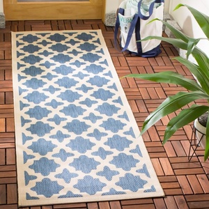 image:imageSAFAVIEH Courtyard Collection 53 x 77 RedBone CY6913 Indoor Outdoor Splashproof Easy Scrubbing Patio Backyard Mudroom Area RugBlueBeige