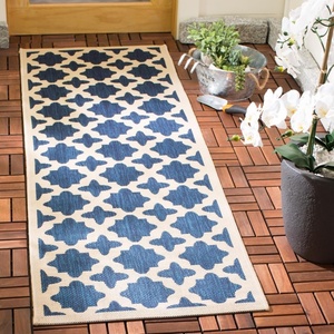 image:imageSAFAVIEH Courtyard Collection 53 x 77 RedBone CY6913 Indoor Outdoor Splashproof Easy Scrubbing Patio Backyard Mudroom Area RugNavyBeige