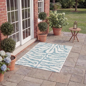 image:imageSAFAVIEH Courtyard Collection 8 x 10 GreyBlack CY8444 Indoor Outdoor Waterproof Easy Cleaning Patio Backyard Mudroom Area RugIvoryAqua