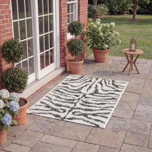 image:imageSAFAVIEH Courtyard Collection 8 x 10 GreyBlack CY8444 Indoor Outdoor Waterproof Easy Cleaning Patio Backyard Mudroom Area RugIvoryBlack