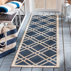 image:imageSAFAVIEH Courtyard Collection 8 x 11 BlackBeige CY6923 Trellis Indoor Outdoor Splashproof Easy Scrubbing Patio Backyard Mudroom Area RugNavyBeige