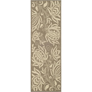 image:imageSAFAVIEH Courtyard Collection 8 x 11 Blue  Natural CY2961 Floral Indoor Outdoor Waterproof EasyCleaning Patio Backyard Mudroom AreaRugBrownNatural
