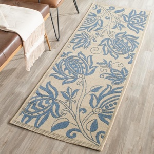 image:imageSAFAVIEH Courtyard Collection 8 x 11 Blue  Natural CY2961 Floral Indoor Outdoor Waterproof EasyCleaning Patio Backyard Mudroom AreaRugNaturalBlue