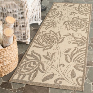 image:imageSAFAVIEH Courtyard Collection 8 x 11 Blue  Natural CY2961 Floral Indoor Outdoor Waterproof EasyCleaning Patio Backyard Mudroom AreaRugNaturalBrown