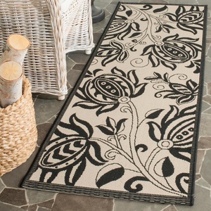image:imageSAFAVIEH Courtyard Collection 8 x 11 Blue  Natural CY2961 Floral Indoor Outdoor Waterproof EasyCleaning Patio Backyard Mudroom AreaRugSandBlack