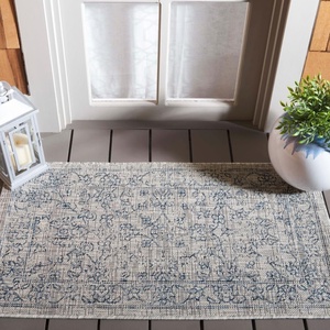 image:imageSAFAVIEH Courtyard Collection 8 x 11 Brown  Ivory CY8680 Indoor Outdoor Patio Backyard Mudroom Area RugGreyNavy