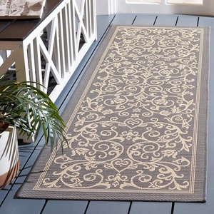 image:imageSAFAVIEH Courtyard Collection 8 x 11 Grey  Natural CY2098 Scroll Indoor Outdoor Waterproof EasyCleaning Patio Backyard Mudroom AreaRugGreyNatural