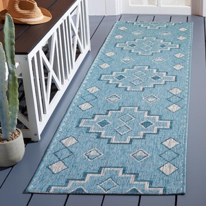 image:imageSAFAVIEH Courtyard Collection 8 x 11 Navy  Aqua CY8533 Indoor Outdoor Waterproof Easy Cleaning Patio Backyard Mudroom Area RugAquaGrey