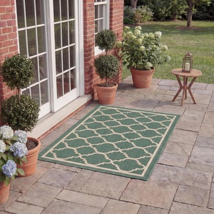 image:imageSAFAVIEH Courtyard Collection 8 x 11 NavyBeige CY6918 Trellis Indoor Outdoor Splashproof Easy Scrubbing Patio Backyard Mudroom Area RugDark GreenBeige