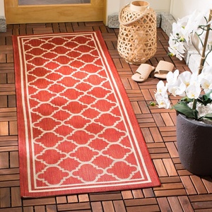 image:imageSAFAVIEH Courtyard Collection 8 x 11 NavyBeige CY6918 Trellis Indoor Outdoor Splashproof Easy Scrubbing Patio Backyard Mudroom Area RugRedBone