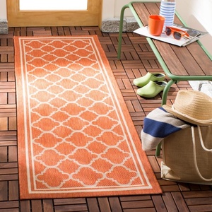 image:imageSAFAVIEH Courtyard Collection 8 x 11 NavyBeige CY6918 Trellis Indoor Outdoor Splashproof Easy Scrubbing Patio Backyard Mudroom Area RugTerracottaBone