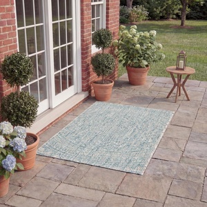 image:imageSAFAVIEH Courtyard Collection CY8734 Indoor Outdoor NonShedding Easy Cleaning Patio Backyard Porch Deck Mudroom Area Rug 8 x 11 Light Beige  TerracottaLight GreyAqua