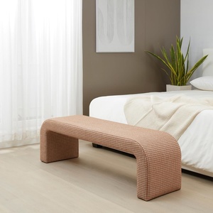 image:imageSAFAVIEH Couture  Caralynn Ivory Boucle Waterfall Upholstered Bench Fully Assembled 624 W x 181 D x 193 H SFV5027ABrown