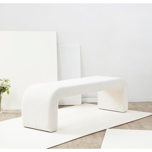 image:imageSAFAVIEH Couture  Caralynn Ivory Boucle Waterfall Upholstered Bench Fully Assembled 624 W x 181 D x 193 H SFV5027ACreme