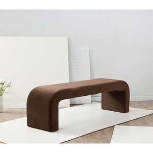 image:imageSAFAVIEH Couture  Caralynn Ivory Boucle Waterfall Upholstered Bench Fully Assembled 624 W x 181 D x 193 H SFV5027ADark Brown
