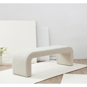 image:imageSAFAVIEH Couture  Caralynn Ivory Boucle Waterfall Upholstered Bench Fully Assembled 624 W x 181 D x 193 H SFV5027ALight Brown