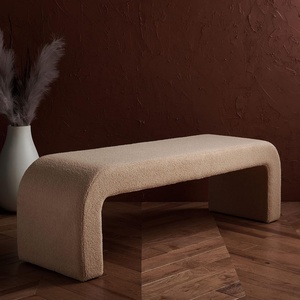 image:imageSAFAVIEH Couture  Caralynn Ivory Boucle Waterfall Upholstered Bench Fully Assembled 624 W x 181 D x 193 H SFV5027ATan