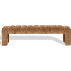 image:imageSAFAVIEH Couture Collection  Bellisima Amber Channel Tufted Chenille Bench Modern Upholstered Accent Seating SFV5127JAmber