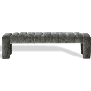 image:imageSAFAVIEH Couture Collection  Bellisima Amber Channel Tufted Chenille Bench Modern Upholstered Accent Seating SFV5127JDark Green