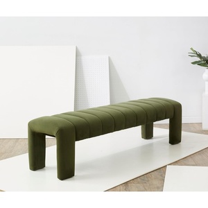 image:imageSAFAVIEH Couture Collection  Bellisima Amber Channel Tufted Chenille Bench Modern Upholstered Accent Seating SFV5127JForest Green