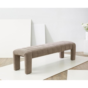 image:imageSAFAVIEH Couture Collection  Bellisima Amber Channel Tufted Chenille Bench Modern Upholstered Accent Seating SFV5127JTaupe