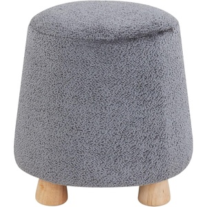 image:imageSAFAVIEH Couture Collection Denison Ivory amp Natural Round Chenille Ottoman Foot StoolDark GreyNatural