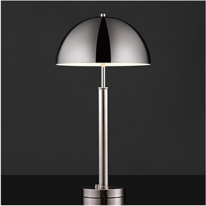 image:imageSAFAVIEH Couture Lighting Collection Harvey Modern Metal Dome Gold 26inch Bedroom Living Room Home Office Desk Nightstand Table Lamp LED Bulb IncludedNickle