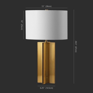 image:imageSAFAVIEH Couture Lighting Collection Rollins Square Metal GoldWhite 27inch Bedroom Living Room Home Office Desk Nightstand Table Lamp LED Bulb Included