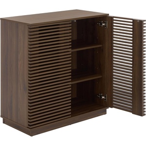 image:imageSAFAVIEH Furniture  Moroto Media Stand for TVs up to 35  Walnut 2Door Modern Sideboard Storage Cabinet Console with Slatted Doors amp Interior Shelving MED3607AWalnut