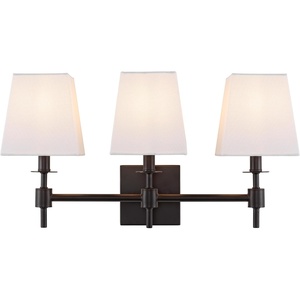 image:imageSAFAVIEH Lighting  Clelia 3Light 212Inch Wall Sconce  Brass  Fabric Shade  Modern 3Light Design  Ideal for Vanity Hallway Bedroom Bathroom  LED Bulbs Included SCN4123BBlack