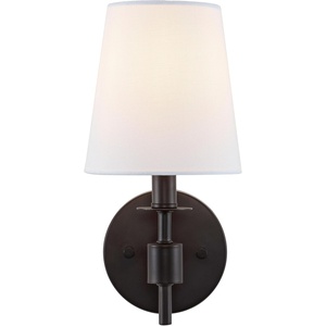 image:imageSAFAVIEH Lighting  Dalany 11Inch Wall Sconce Set of 2  Brass  Fabric Shade  Modern Compact Design  Ideal for Vanity Hallway Bedroom Bathroom  LED Bulbs Included SCN4121BSET2Black