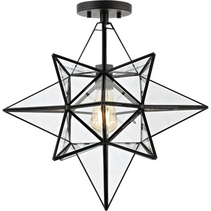 image:imageSAFAVIEH Lighting Collection Abrielle Art Deco Geometric Brass Flush Mount LED Bulbs IncludedBlack