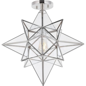 image:imageSAFAVIEH Lighting Collection Abrielle Art Deco Geometric Brass Flush Mount LED Bulbs IncludedNickle