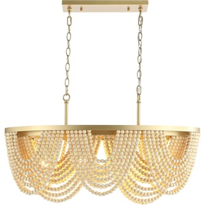 image:imageSAFAVIEH Lighting Collection Alluri Boho Coastal GoldNatural 4Light 32inch Chandelier
