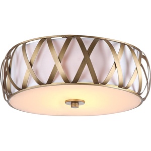 image:imageSAFAVIEH Lighting Collection Charing Modern Farmhouse Antique Gold 15inch Diameter Flush Mount Ceiling Light Fixture LED Bulbs IncludedGold