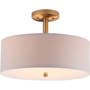 image:imageSAFAVIEH Lighting Collection Clara Gold 16inch Diameter Semi Flush Mount Ceiling Light Fixture LED Bulbs IncludedGold